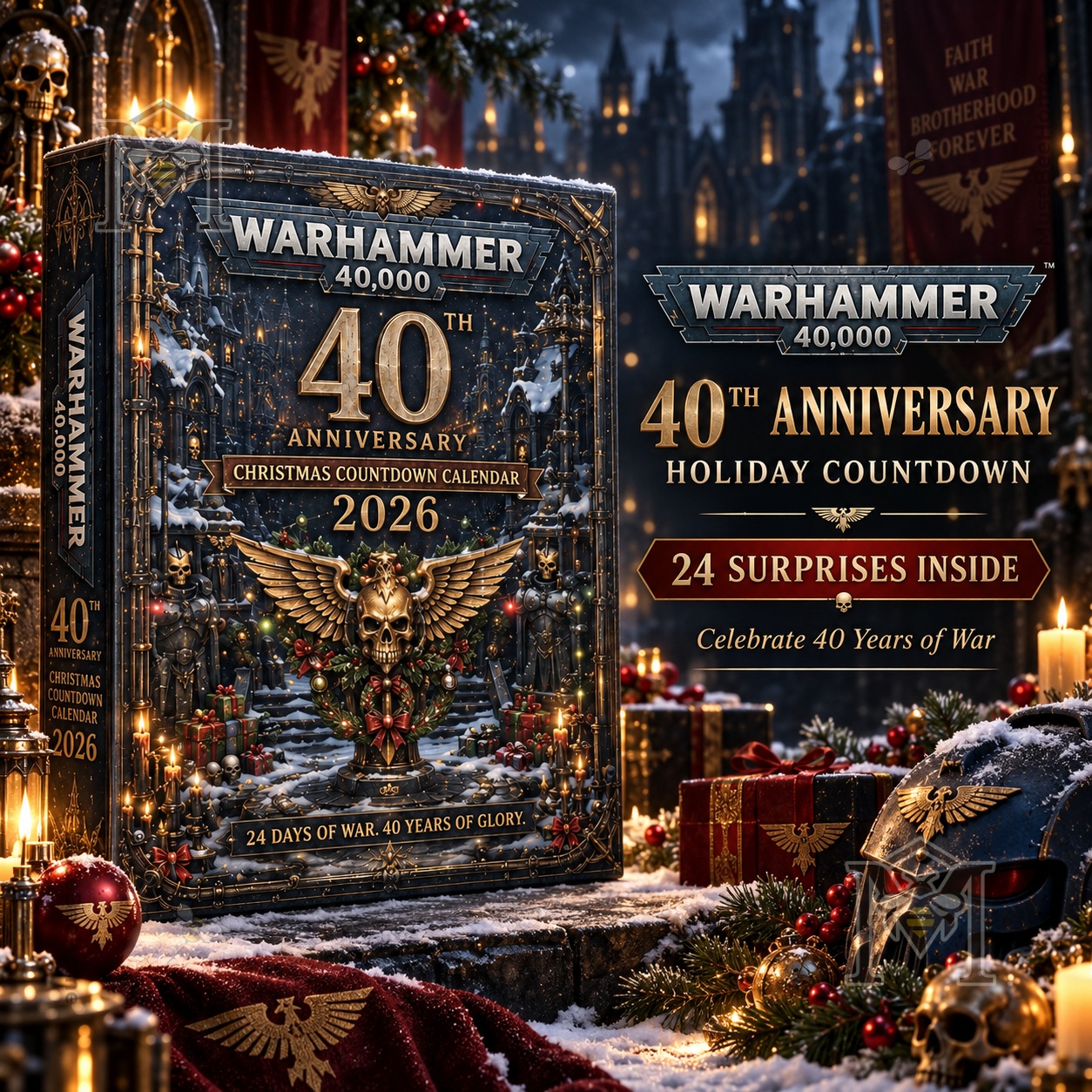 Warhammer 40000 40th Anniversary Christmas 2026 Advent Calendar - front box view