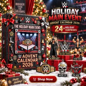 WWE Advent Calendar 2026 - front design with wrestling figures and championship belt