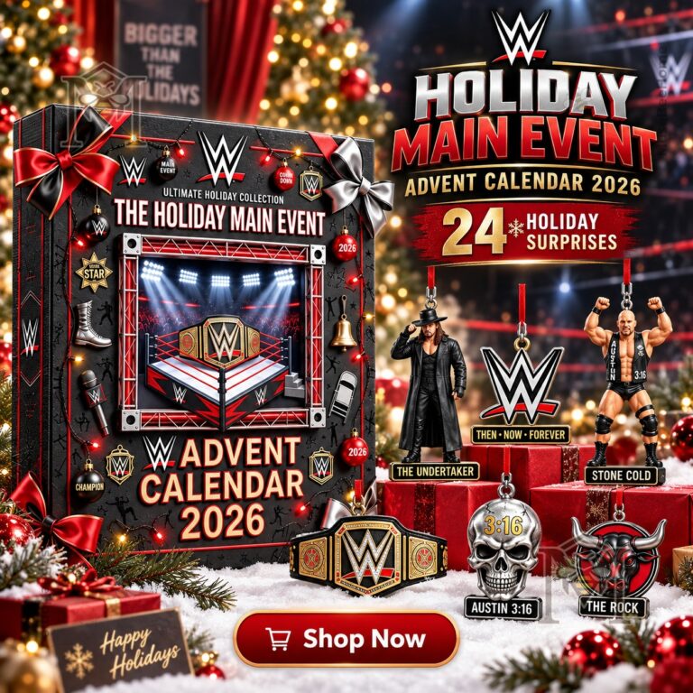 WWE Advent Calendar 2026 - front design with wrestling figures and championship belt